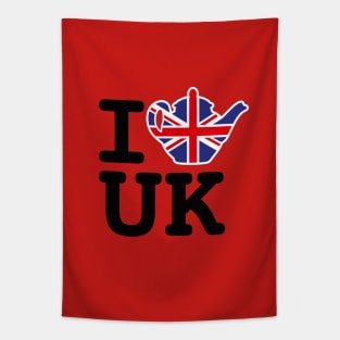 I love UK Union Jack Flag Great Britain British teapot tea Tapestry
