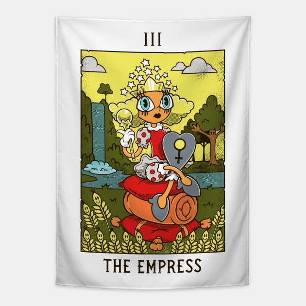Empress - Mystical Medleys - Vintage Cartoon Tarot (White) Tapestry by Mystical Medleys