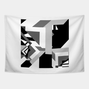 Black and White Cubist Design Tapestry