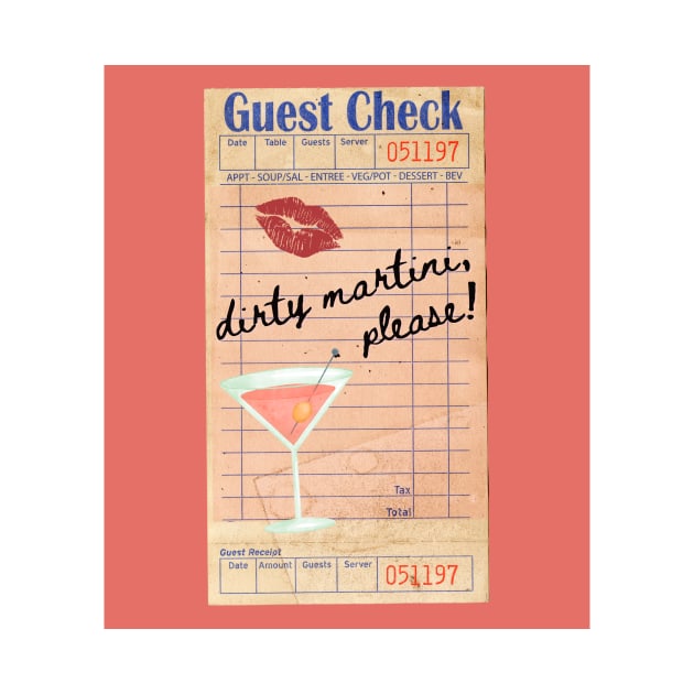 Dirty Martini Please Y2k Pink Guest Check Print by madiwestdal