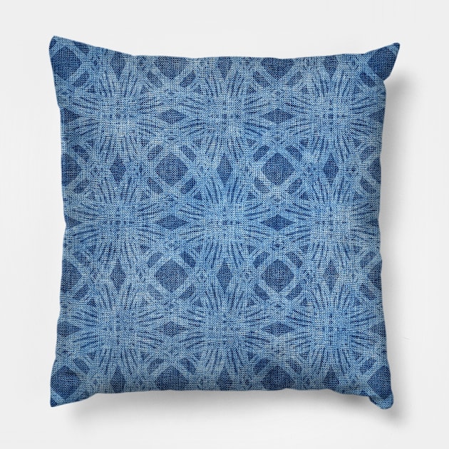 Monochrome Denim Blue Circles Pillow by micklyn