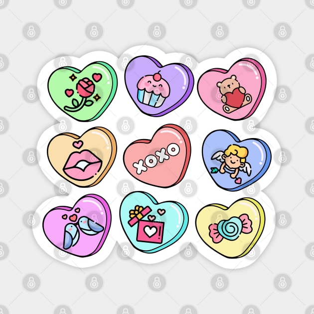 Valentine Candy Hearts Magnet by HolidayBug