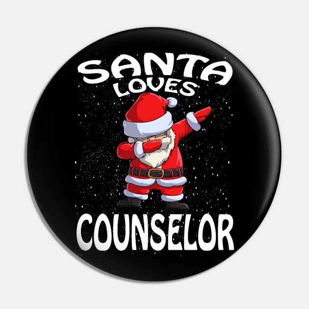 Santa Loves Counselor Christmas Pin by intelus