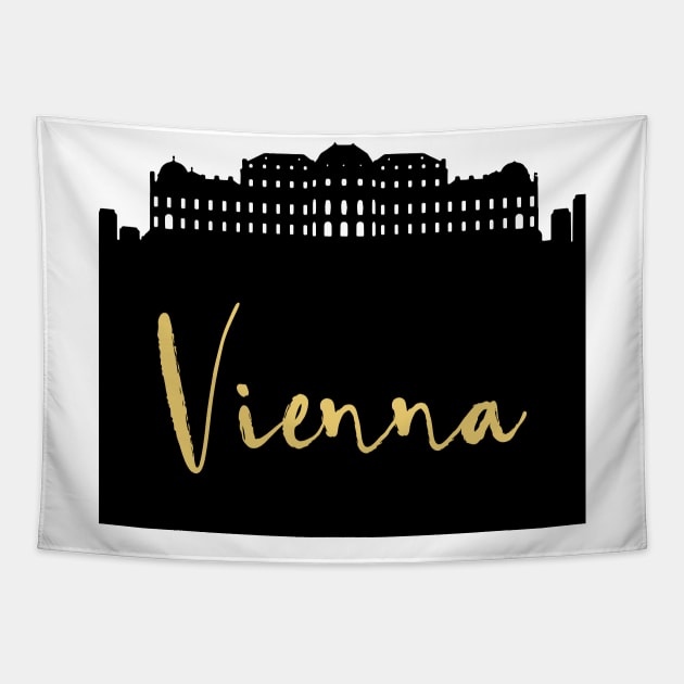 VIENNA AUSTRIA DESIGNER SILHOUETTE SKYLINE ART Tapestry by deificusArt