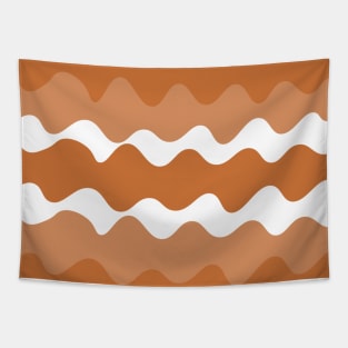 Brown and white horizontal waves pattern Tapestry