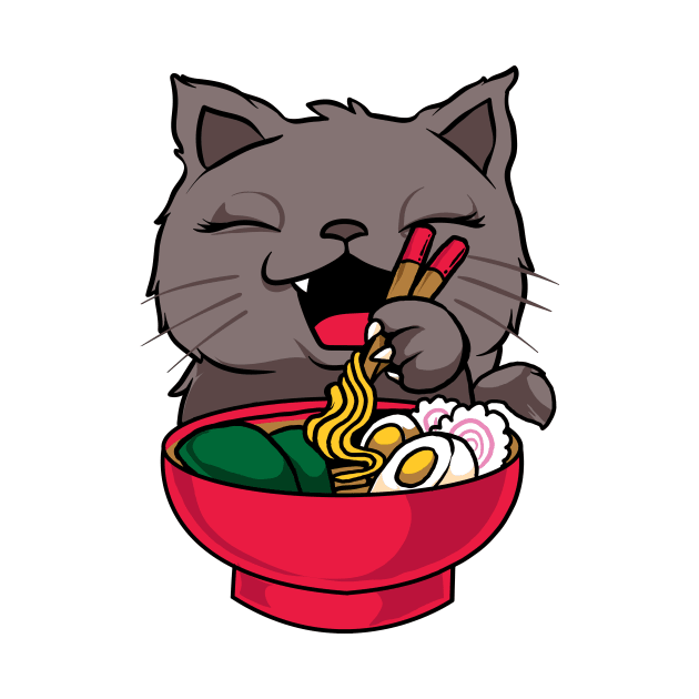 Cute & Funny Anime Kitty Ramen Kawaii Cat by theperfectpresents