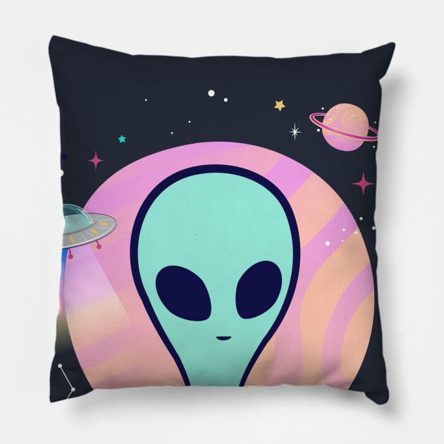 Alien Face Pillow by Sabahmd