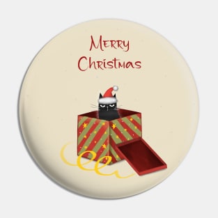 Merry Christmas - Black cats with Santa hat. Pin