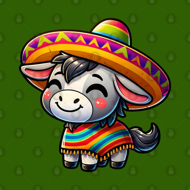 Cute donkey with sombrero Cinco De Mayo by alcoshirts