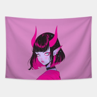 Pretty anime demon girl Tapestry