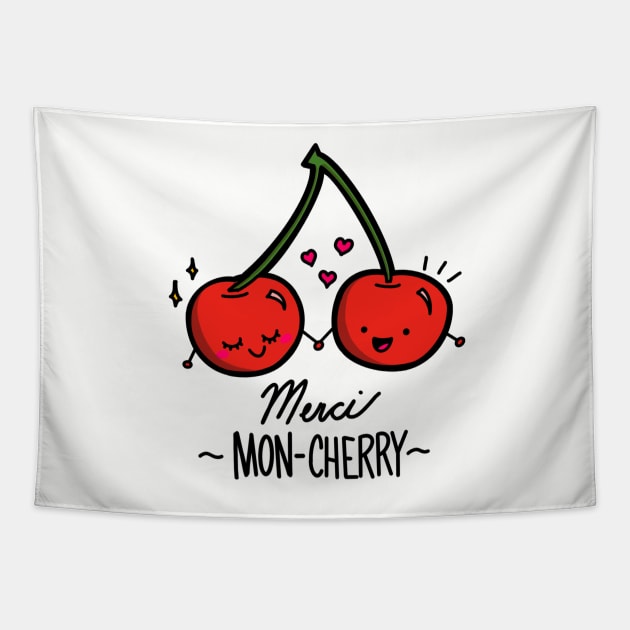 Merci mon-cherry love cherries Tapestry by CyndiCarlson