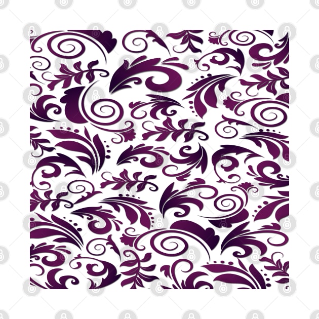 Purple Flowers Abstract Ornamental Design by Eskitus Fashion