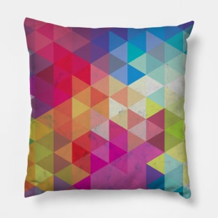 Geometric Fractal Triangles Rainbow Pillow