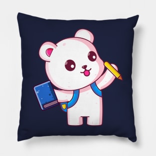 Cute polar bear go to school Pillow