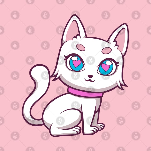 cute white cat female by yudabento