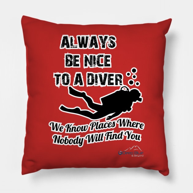 Always Be Nice To A Diver Pillow by DeepBlueandBeyond