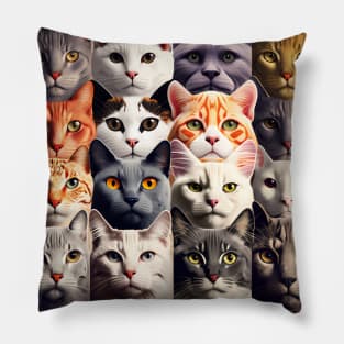 Cats Cats Cats Pattern Pillow