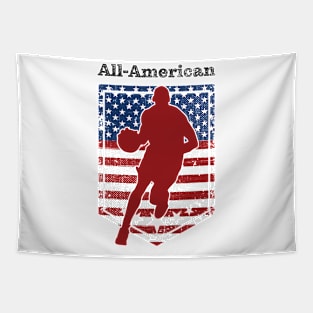 Patriotic All-American Basketball Vintage Distressed 3 Tapestry