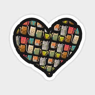 Cats Galore Heart Colorful Magnet