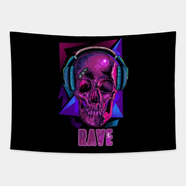 RAVE Skull Tapestry by T-Shirt Dealer