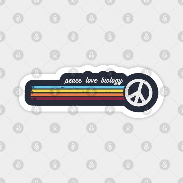 Retro Stripes Peace Love Biology Magnet by Jitterfly