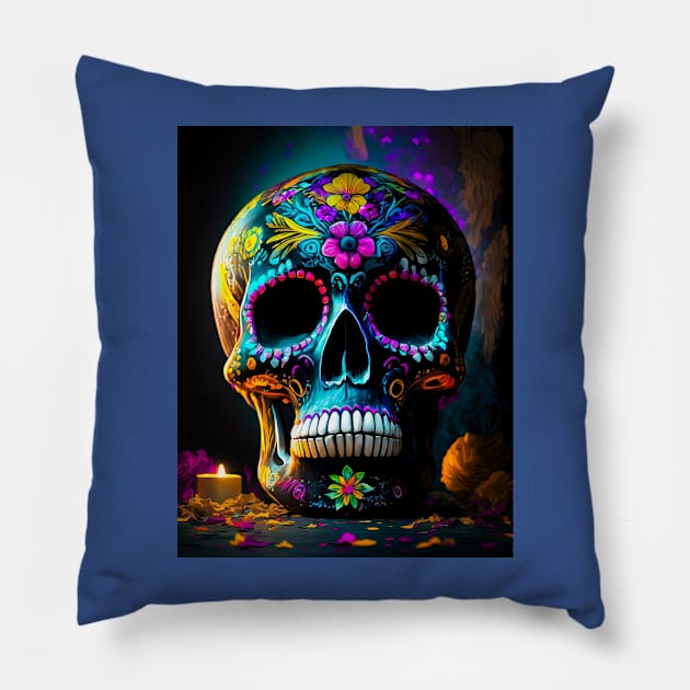 Day of The Dead Skull Pillow by CreativePhil