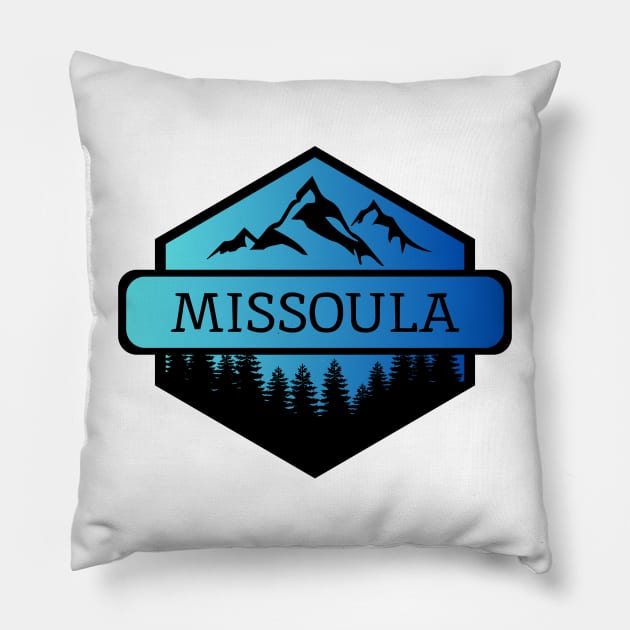 Missoula Montana Mountains and Trees Pillow by B & R Prints