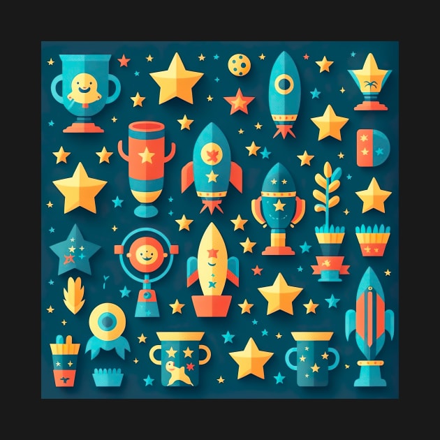 Kid's stars, rockets and trophies by Stickandteach