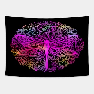 Rainbow Pink & Purple Galaxy Boho Dragonfly Tapestry