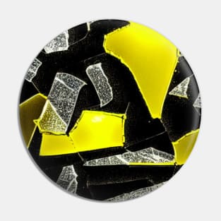 With pattern yellow & black, broken glass pattern, abstract Pin