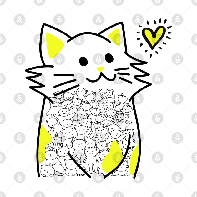 Cats Brighten Up My Heart (Yellow) by OMC Designs