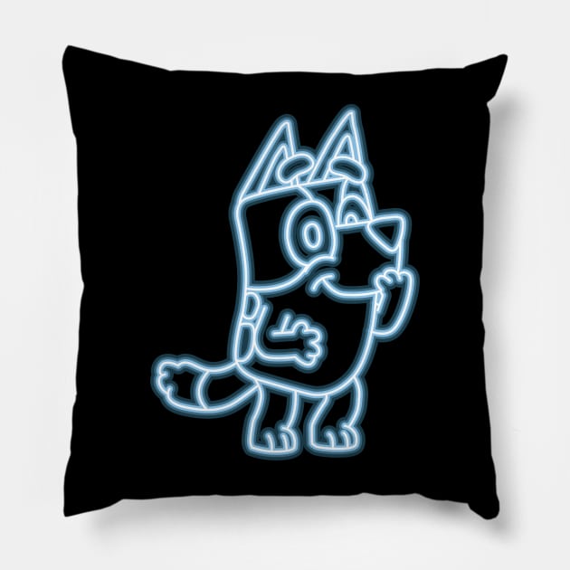 Bluey neon Pillow by BrayInk