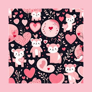 valentines day gift ideas, pink hearts pink animals gift ideas T-Shirt