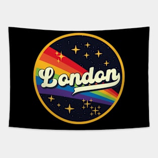 London // Rainbow In Space Vintage Style Tapestry