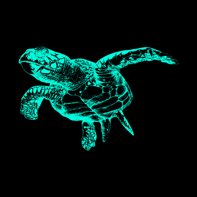 Sea Turtle (Neon) by InkCats