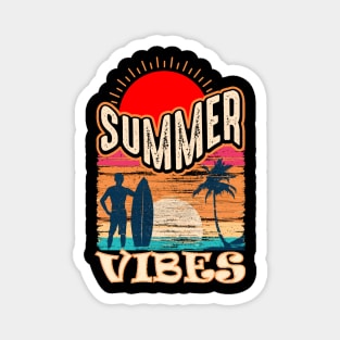 Summer Vibes sunset and palms Surfing Magnet