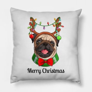 Merry Christmas Cute Pug design Pillow