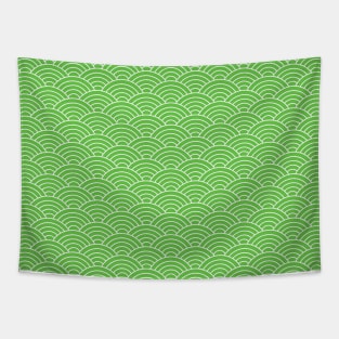 Green seigaiha japanese wave pattern Tapestry