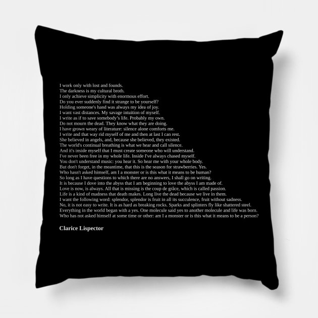 Clarice Lispector Quotes Pillow by qqqueiru