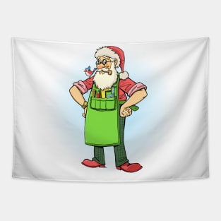 Santa Claus in with tools and carpenter's apron Tapestry