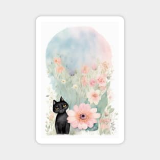 Black Cat in Pastel Colors Magnet