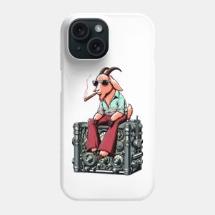 Goat Relaxing on Vintage Radio - Unique Digital Art Phone Case