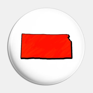 Bright Red Kansas Outline Pin