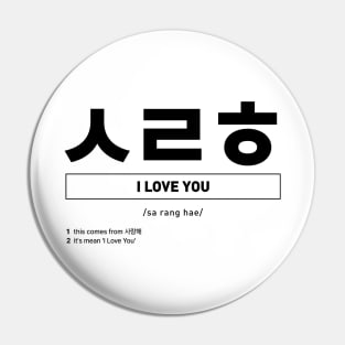 I Love You in Korean Slang ㅅㄹㅎ Pin