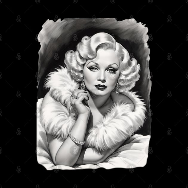 Mae West Black and White Portrait by Absinthe Society 