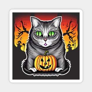 Spooky Halloween Cat Magnet