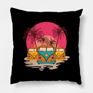 retro vintage surfing Pillow