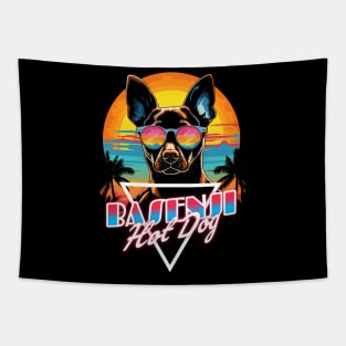 Retro Wave Basenji Hot Dog Shirt Tapestry