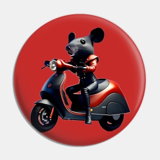 Rat woman on scooter Pin