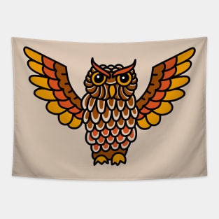 Retro Owl Tattoo Tapestry